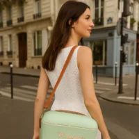 glacière Polarbox 12L vert olive portée en bandoulière en ville