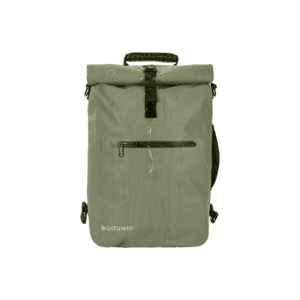 Sac à dos étanche vert de la marque Badawin convertible en sacoche pour porte-bagages