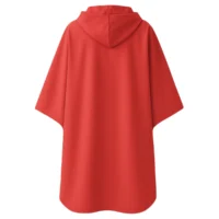 Cape de pluie vélo Badawin rouge vue de dos, imperméable et pratique pour la ville