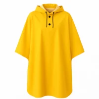 Cape de pluie vélo Badawin jaune vue de face sur mannequin invisible