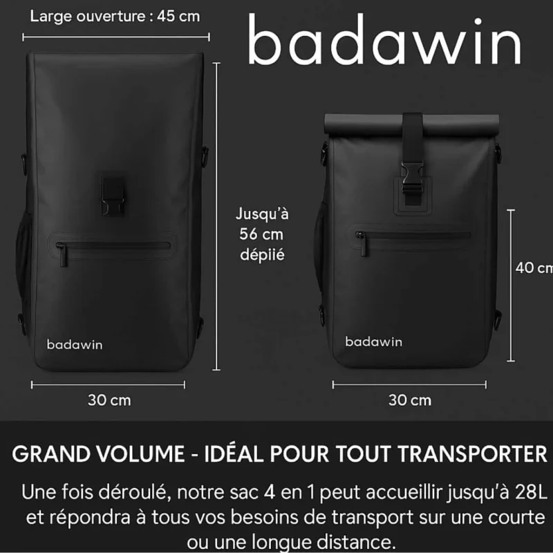 Dimensions du sac à dos vélo Ali Badawin volume 27 litres