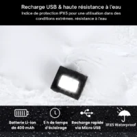 Lampe LED Badawin étanche IPX5 adaptée aux trajets à vélo et à pied