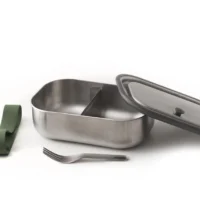 bento box inox acier inoxydable avec élastique vert pour repas nomade