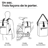 Sac à dos vélo Ali Badawin trois modes de transport sac à dos sacoche bandoulière
