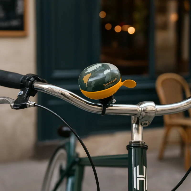 Sonnette de vélo Badawin camouflage installée