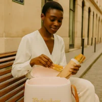 Jeune femme avec glacière Polarbox 6L perle