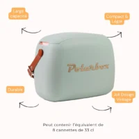 Glacière Polarbox verte 6L design vintage durable compact et léger