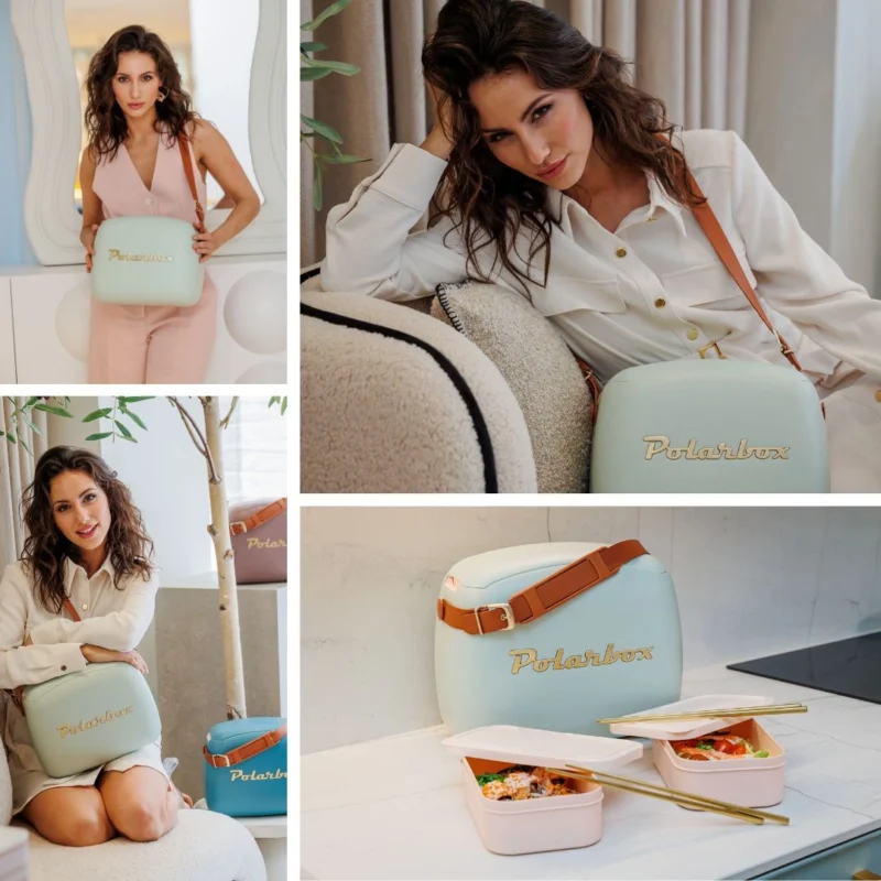 Lifestyle glacière Polarbox verte 6L avec lunch box ouvertes