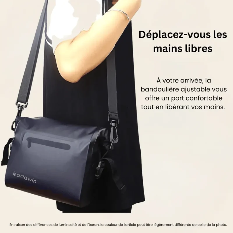 sacoche guidon velo tess port en bandoulière lors des déplacements à pieds