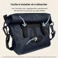 Sacoche guidon vélo Tess badawin facile à installer et à détacher.