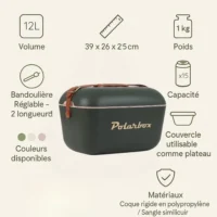 Fiche technique de la glacière Polarbox Green Forest – modèle 12L.