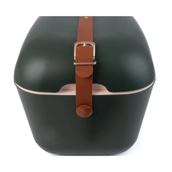 Vue du dessus de la glacière Polarbox Green Forest avec détail de la sangle.