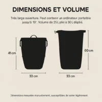 Dimensions Sacoche vélo badawin sur fond blanc – vue produit