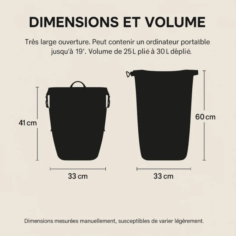 Dimensions Sacoche vélo badawin sur fond blanc – vue produit