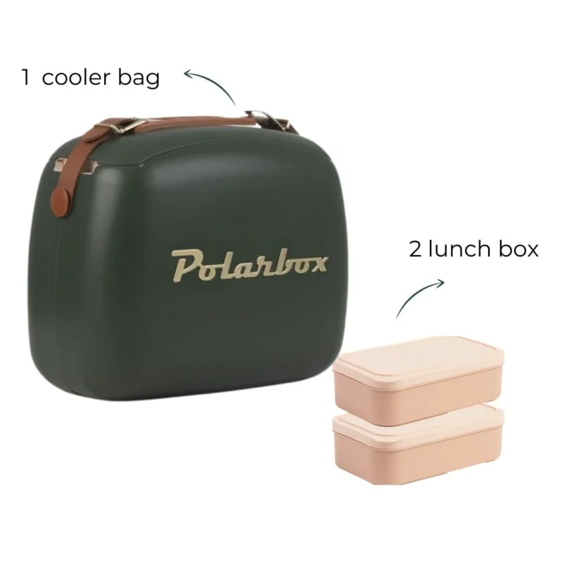Cooler Bag Polarbox 6L Forest Green avec deux lunch box assorties
