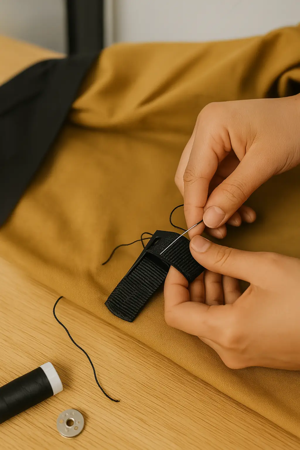 Réparation de sangle Badawin en gros plan