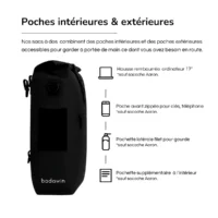 Poches intérieures et extérieures sacoche vélo Badawin