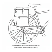 Distance entre crochet de fixation et sol environ 34 cm