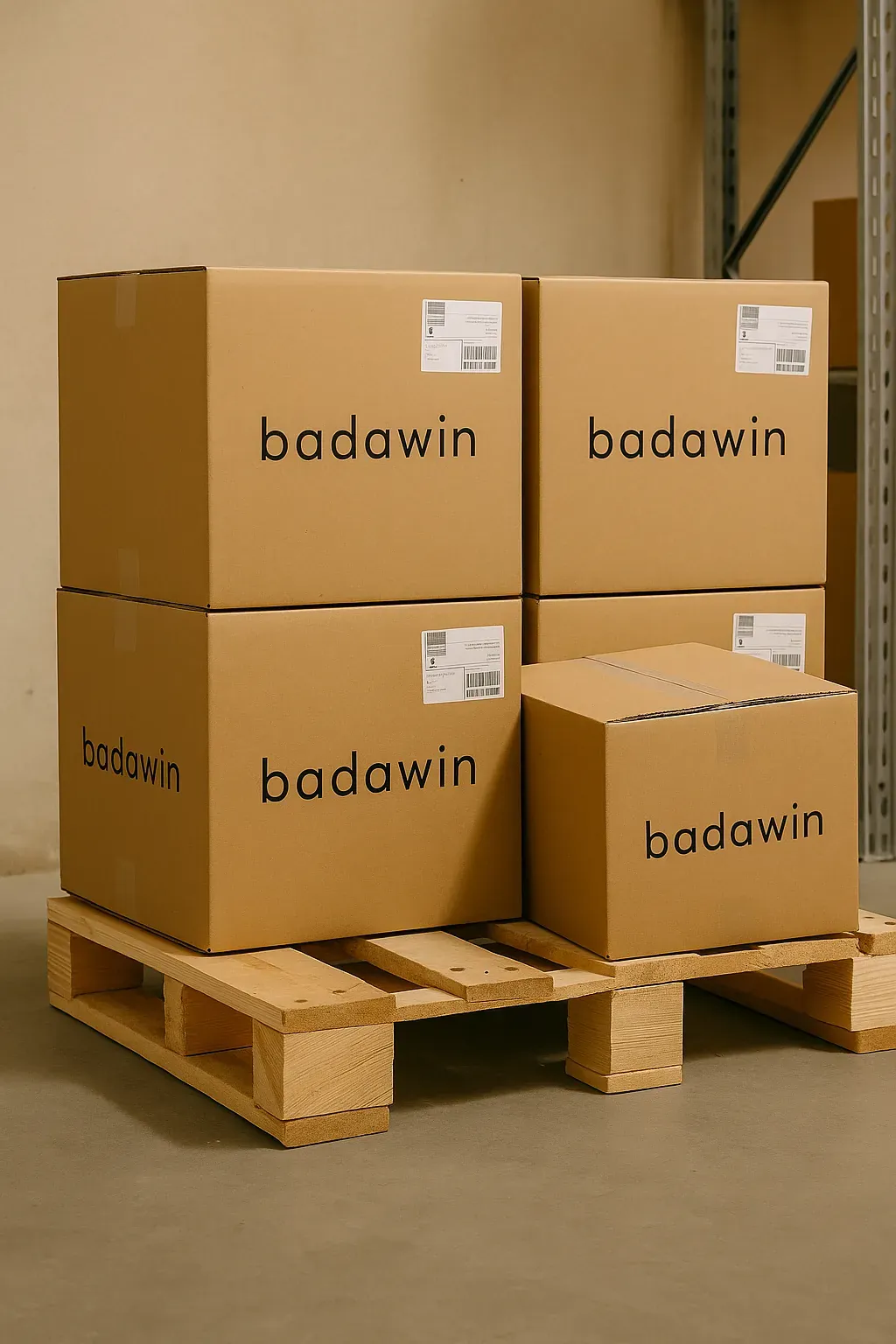 Logistique Badawin avec plusieurs colis prêts à être expédiés