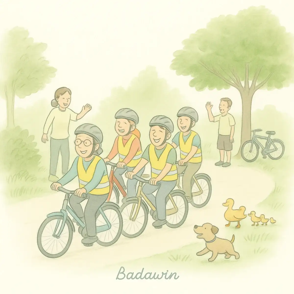 Illustration poétique des engagements Badawin avec une école de vélo pour adultes
