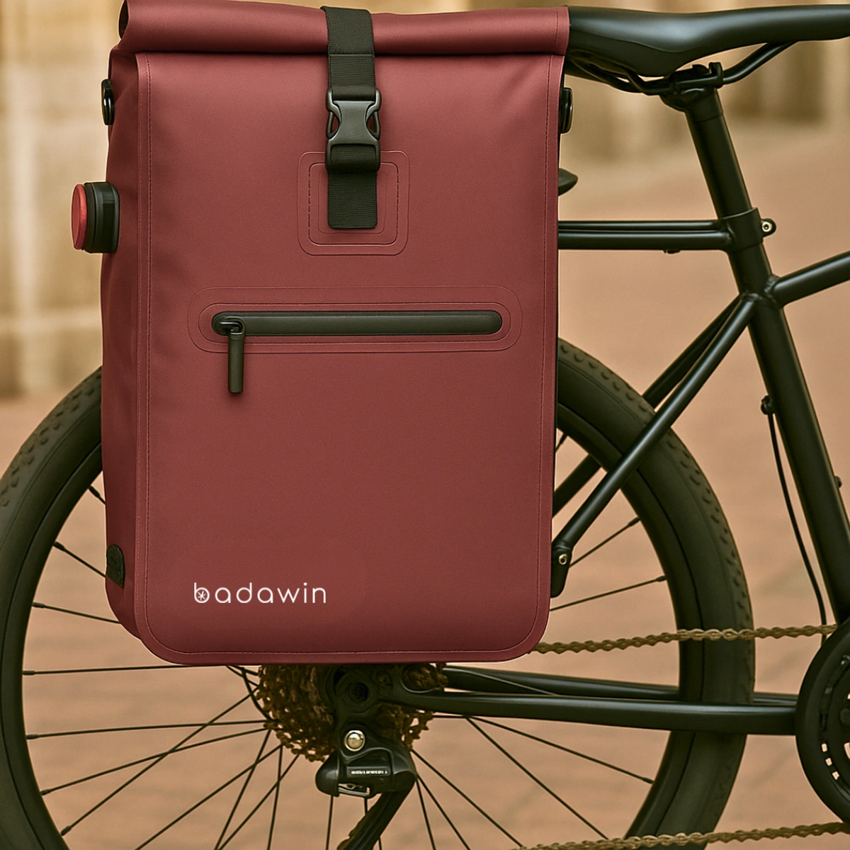Sac à dos vélo Badawin Ali coloris bordeaux – vue lifestyle