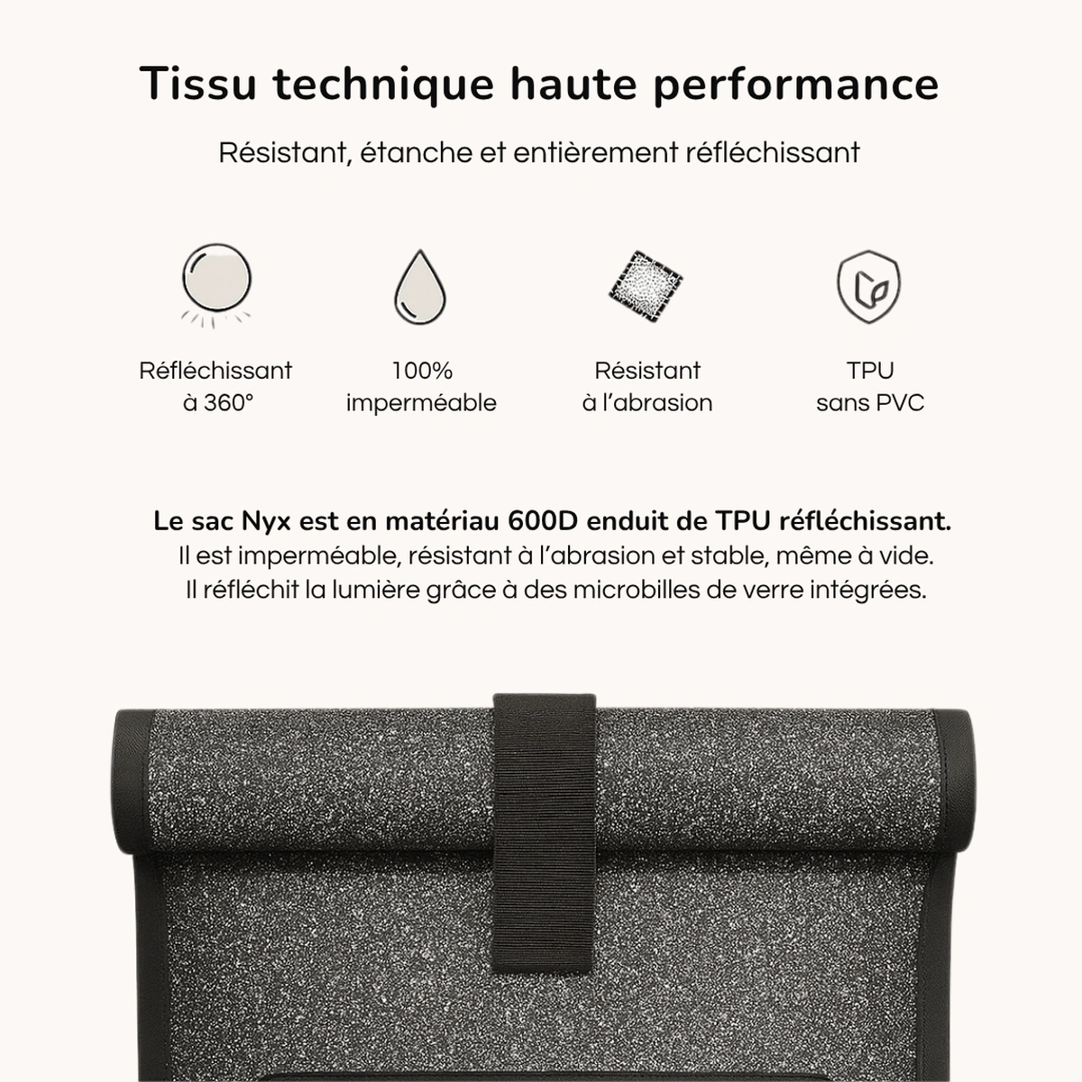 Nyx : explication du tissu technique et de la réflexion 360 degrés