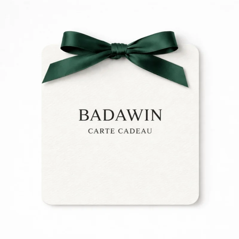 Carte cadeau Badawin digitale avec ruban vert sur fond blanc