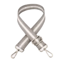 Bandoulière de sac réglable gris avec mousquetons argentés