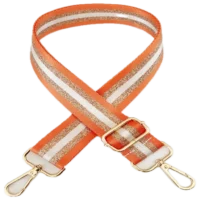 Bandoulière de sac réglable orange avec mousquetons dorés