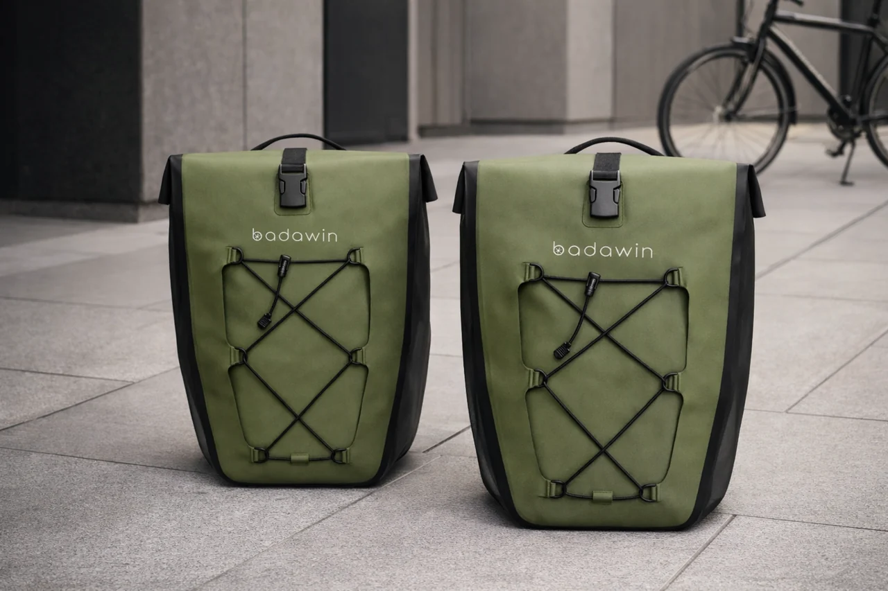 Lot de 2 sacoches vélo Hind vert kaki Badawin