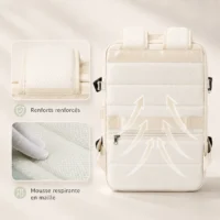 Dos respirant du sac à dos de voyage blanc cassé avec mousse en maille et renforts