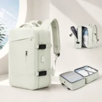 Sac à dos de voyage extensible ouvert avec rangements intérieurs pour vêtements et accessoires